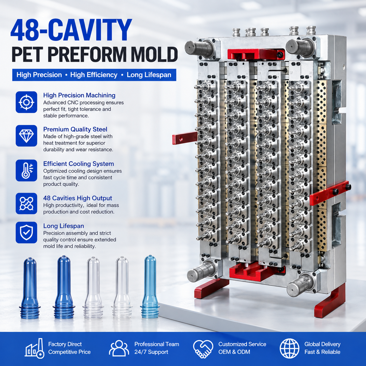48 Cavity PET Preform Mould for High-Speed Production Lines