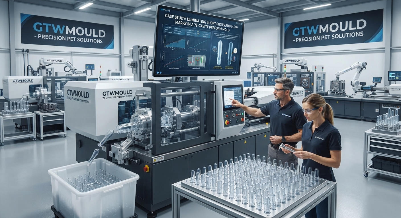 Case Study: Eliminating Short Shots and Flow Marks in a 72-Cavity Preform Mold