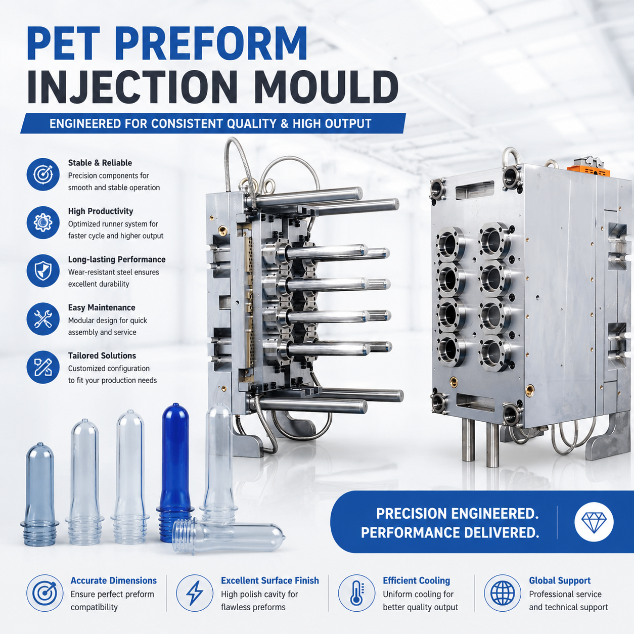 Cosmetic Bottle PET Preform Mould Solutions